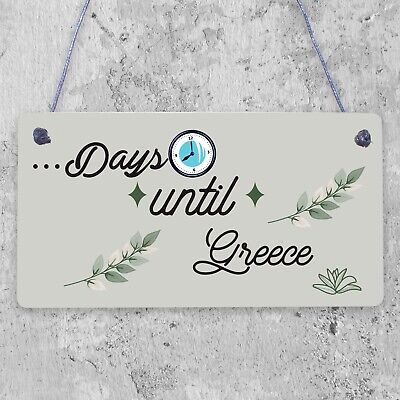 Chalkboard Holiday Countdown To GREECE Wall Sign Novelty Gift For Friend Family