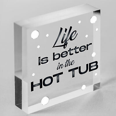 Novelty Hot Tub Sign Garden Decor Hanging Wall Shed Outdoor Plaque Pool Party