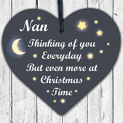 NAN Memorial Christmas Tree Bauble Grave Wooden Hanging Heart Decoration Sign