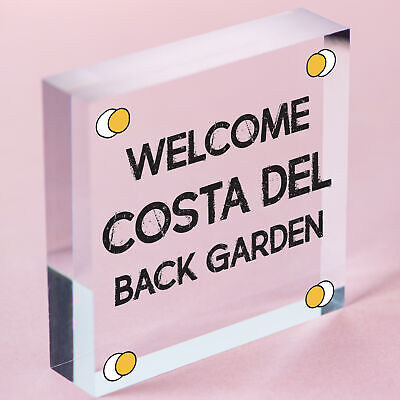 COSTA DEL BACK GARDEN Garden Signs And Plaques For Outdoors Funny Sign