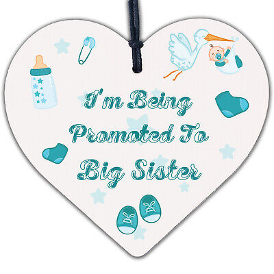 Being Promoted To Big Sister Wooden Hanging Heart Plaque Sisters Love Gift Sign