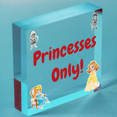 Princesses Only Plaque Door Nursery Bedroom Sign Baby Girl Fairytale Decor Gifts