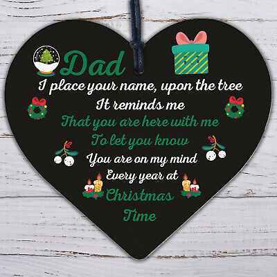 DAD Memorial Christmas Tree Bauble Handmade Wood Hanging Heart Decoration Sign