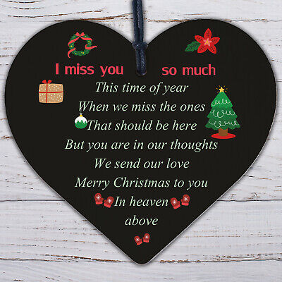 Memorial Christmas Tree Decoration Bauble Wooden Heart Poem Plaque Family Gifts