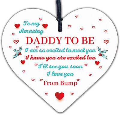 Dad Daddy To Be Gift Funny Novelty Wooden Heart Baby Shower Gift For New DAD