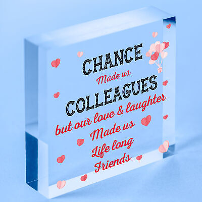 Handmade Chance Made Us Colleagues Wooden Heart Plaque Friend Friendship Gift