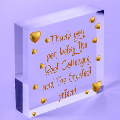 Thank You Wood Heart Plaque Friendship Gift For Colleague Friend New Job Present