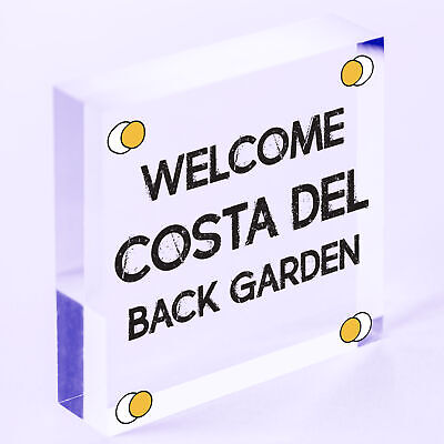 COSTA DEL BACK GARDEN Garden Signs And Plaques For Outdoors Funny Sign