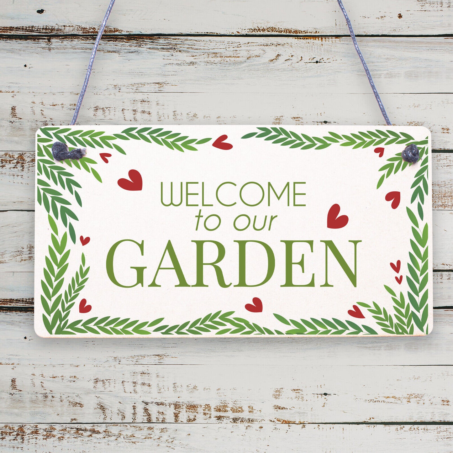 Welcome To Our Garden Novelty Shabby Chic Garden Shed Summer House Sign Gift