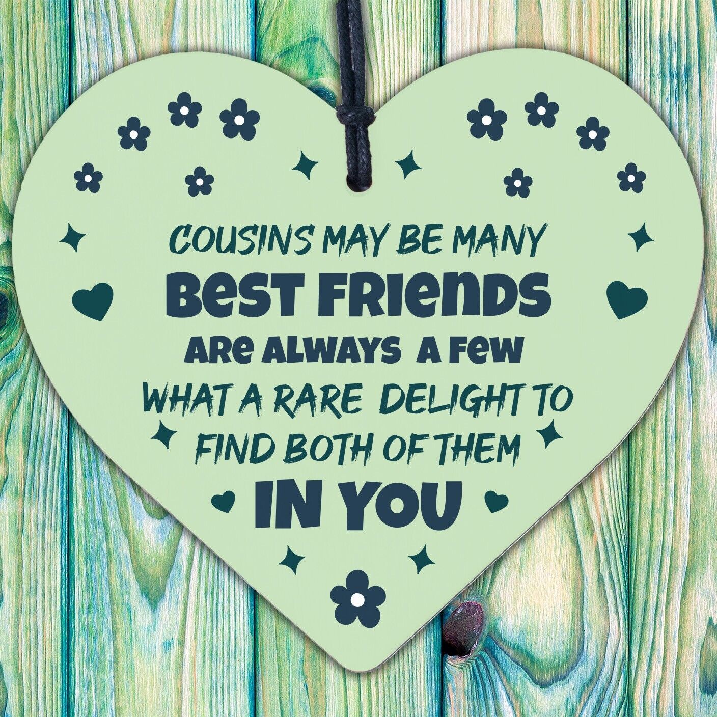 Best Friend Cousin Gift Wooden Heart Keepsake Chic Sign Thank You Family Plaque