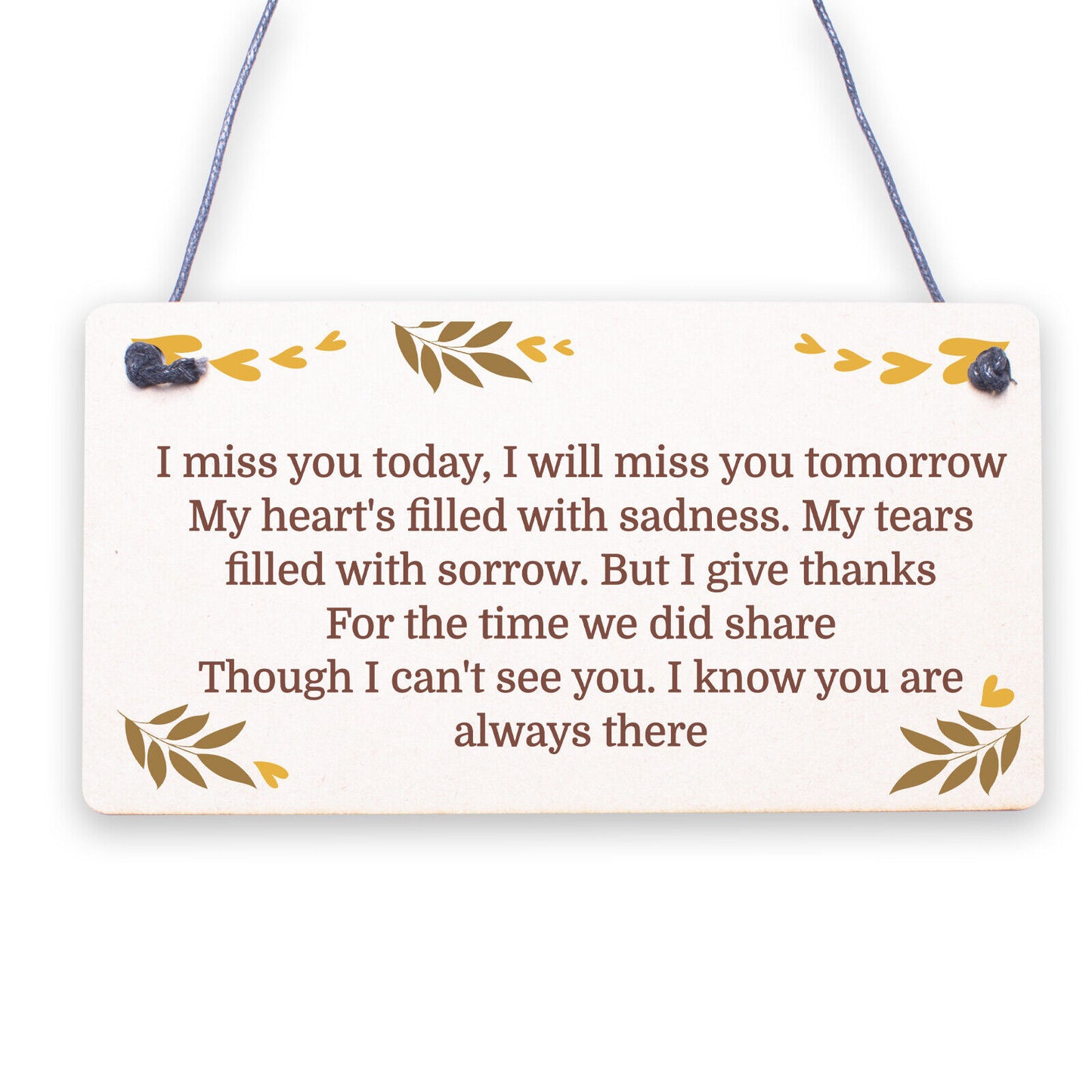 Miss You Memorial Bereavement Gifts For Mum Dad Nan Grandad Love Hanging Plaque