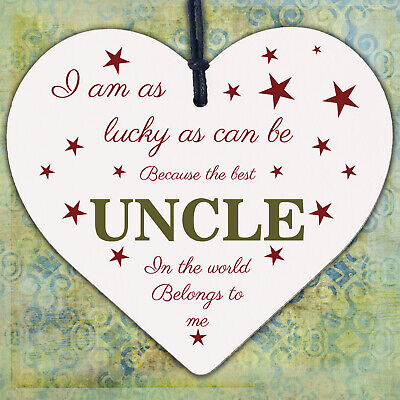 UNCLE BROTHER DAD Novelty Wooden Heart Plaque Birthday Christmas Gift For Uncle