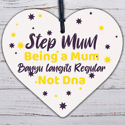 Step Mum Mummy Gifts Christmas Birthday Handmade Wooden Heart Plaque Sign Gift