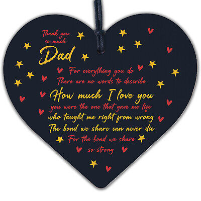 Dad Gifts From Daughter Son Wooden Heart Christmas Birthday Gift For Dad Daddy