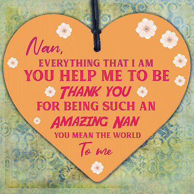 Thank You Nan Gift Mothers Day Gift Wooden Heart Nan Birthday Gift Special Sign