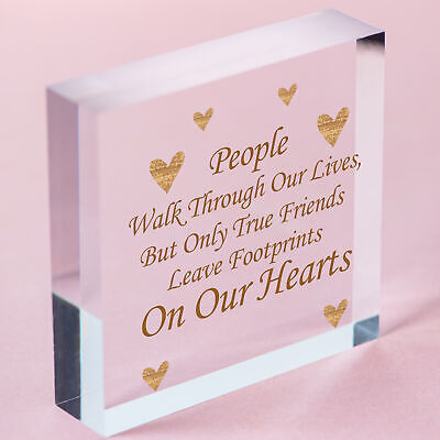 True Friends Leave Footprints On Our Hearts Plaque Best Friends Gift Wooden Sign