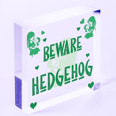 Beware Of The Hedgehog Novelty Wooden Hanging Shabby Chic Plaque Animal Sign