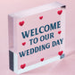 Welcome To Our Wedding Day Hanging Decor Plaque Guest Entrance Greeting Sign