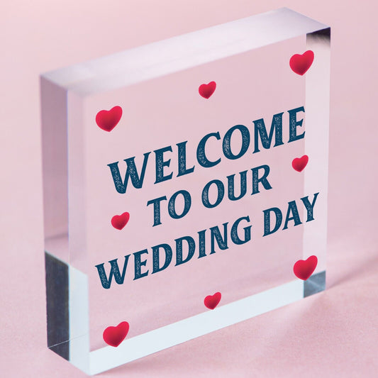 Welcome To Our Wedding Day Hanging Decor Plaque Guest Entrance Greeting Sign