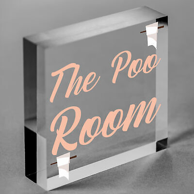 The Poo Room Shabby Chic Bathroom Toilet Loo Plaque Funny Novelty Door Sign