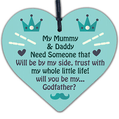 Will You Be My Godfather Heart Plaque Goddaughter Godson Christening Asking Gift