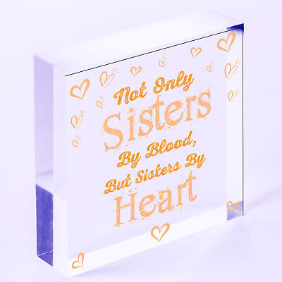 Sisters By Heart Wooden Hanging Heart Shaped Best Sister Plaque Love Gift Sign