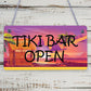 Tiki Bar OPEN Sign Novelty Decor Hanging Sign For Home Garden Cocktail Bar