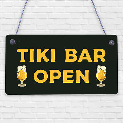 Tiki Bar Open Hanging Bar Plaque Beer Cocktail Beach Decoration Sign Friend GIFT