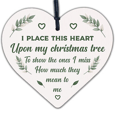 Christmas Tree Decoration Bauble Memorial Poem Wooden Heart Plaque Family Gifts