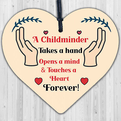 Special Childminder Gift Wood Hanging Heart Thank You Teacher Friendship Gift