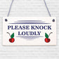 Please Knock Loudly Hanging Door Sign Plastic Contempary Wall Decorative Plaque