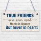 True Friends Never Apart Cute Wooden Hanging Plaque Gift Best Friends Love Sign