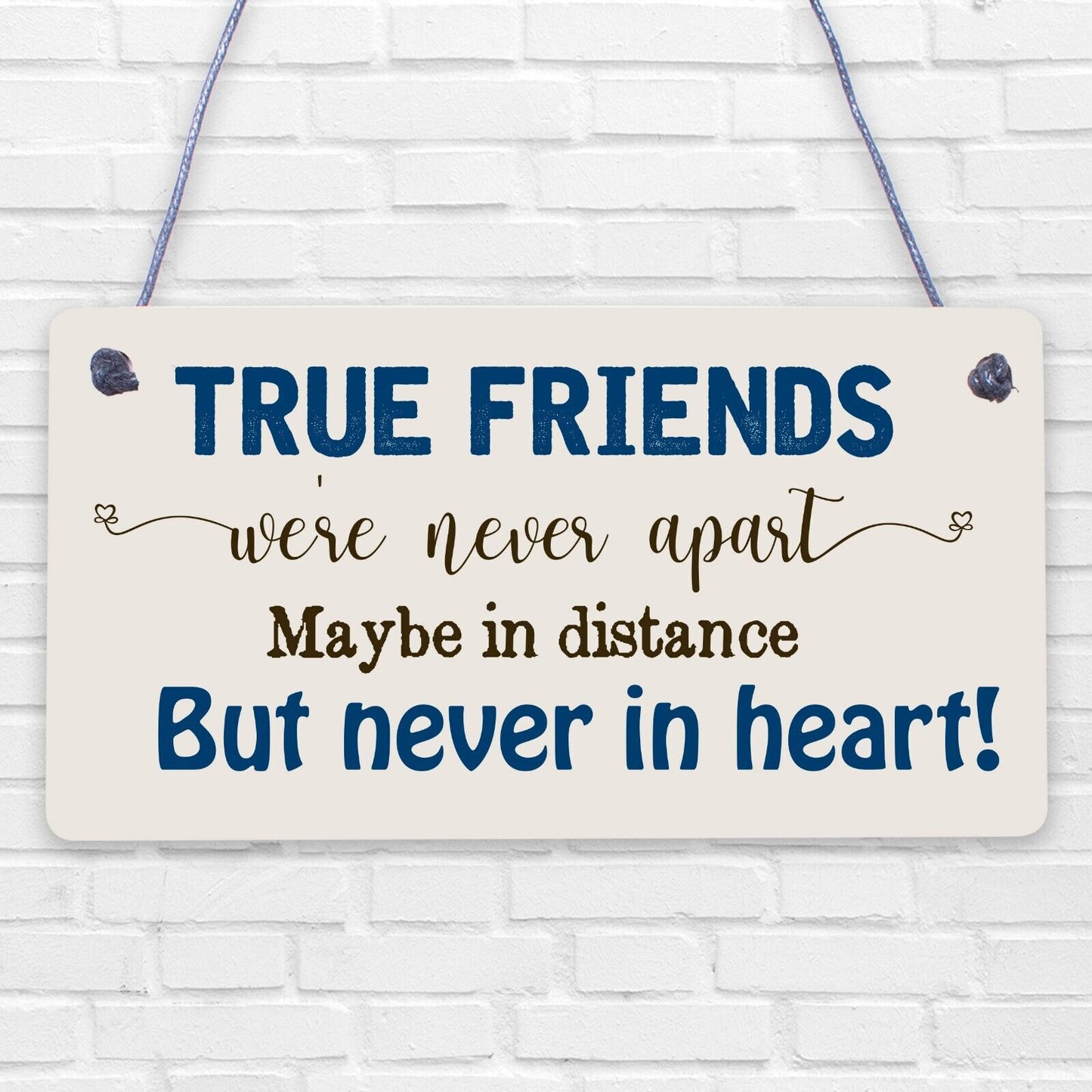 True Friends Never Apart Cute Wooden Hanging Plaque Gift Best Friends Love Sign