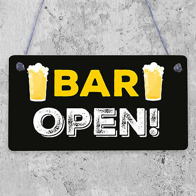 BAR OPEN Sign Beer Vodka Plaque Garden Shed Pub Man Cave Sign Friendship GifT