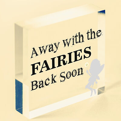 Away With The Fairies Novelty Hanging Chic Plaque Novelty Fairy Garden Sign