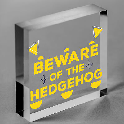 Beware Of The Hedgehog Novelty Wooden Hanging Shabby Chic Plaque Animal Sign