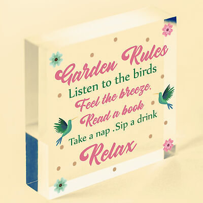 Garden Rules Novelty Hanging Plaque SummerHouse Sign Garden Shed Friendship Gift