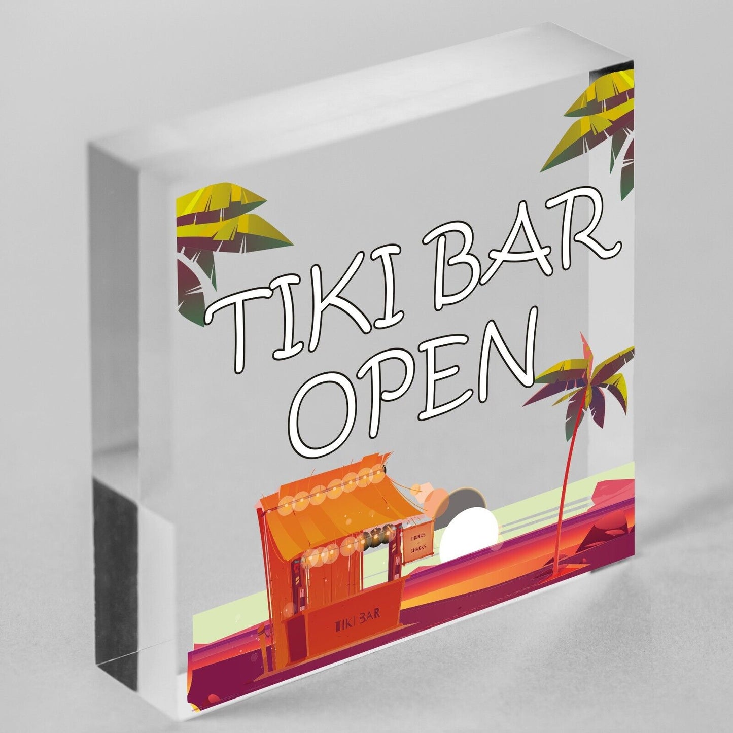 Tiki Bar OPEN Sign Novelty Decor Hanging Sign For Home Garden Cocktail Bar