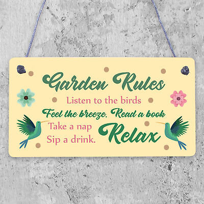 Hanging Garden Rules Sign For Garden Shed Wall Sign Home Decor Garden Plaques