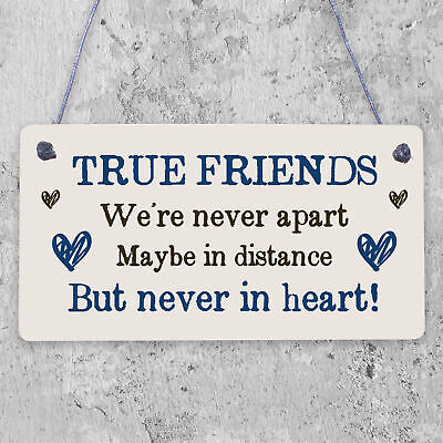 True Friends Never Apart Cute Wooden Hanging Plaque Gift Best Friends Love Sign