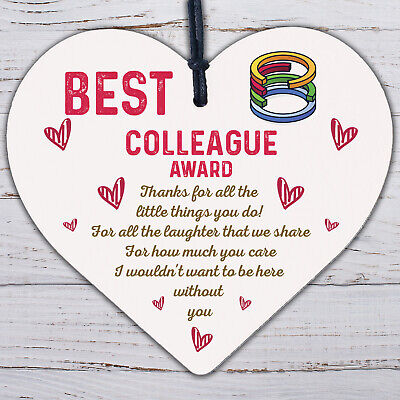 Best Colleague Award Hanging Heart Plaque Work Friendship FRIEND Sign Thank You