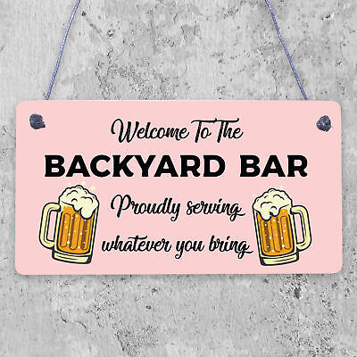 Novelty Backyard Bar Hanging Plaque Garden Alcohol Sign Man Cave Kitchen Decor