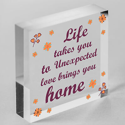 Love Brings You Home Shabby Chic Wooden Heart Memorial Plaque Friendship Gift