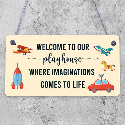 Welcome To Our Playhouse Sign Garden PLAYROOM Plaque Daughter Son Gift