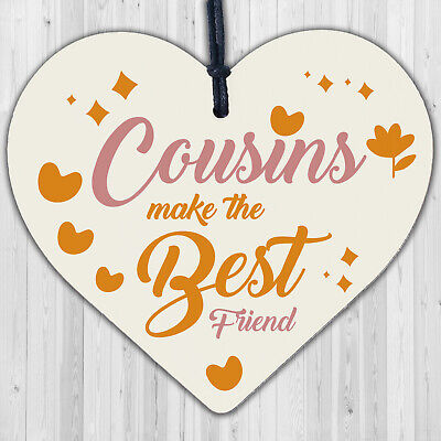 Cousin Heart Plaque Best Friend Friendship Sign Wooden Birthday Christmas Gifts