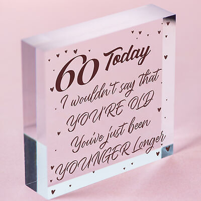 60th Birthday Gifts Funny Novelty Wood Heart Gift For Mum Dad Nan Grandad Uncle