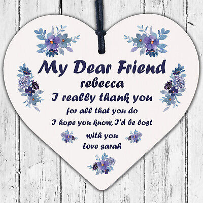 Thank You Best Friend Gift For Christmas Birthday Wood Heart Friendship Sign