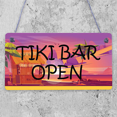 Tiki Bar OPEN Sign Novelty Decor Hanging Sign For Home Garden Cocktail Bar