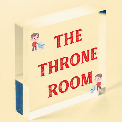 The Throne Room Novelty Wooden Hanging Plaque Funny Restroom Bathroom Door Sign