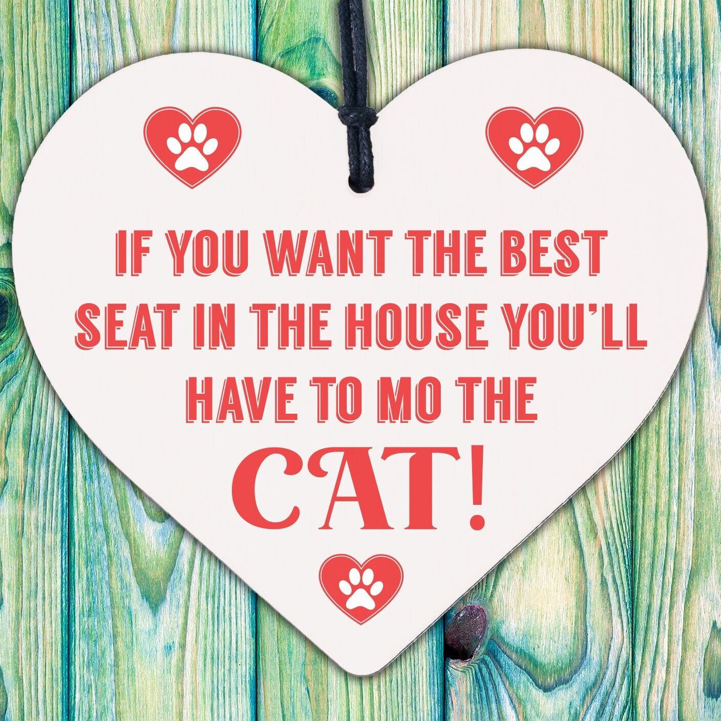 Best Seat Move The Cat Novelty Wooden Hanging Heart Plaque Funny Pets Gift Sign